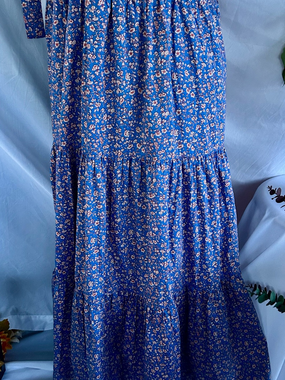 Madewell Royal Blue Floral Tiered Maxi Dress